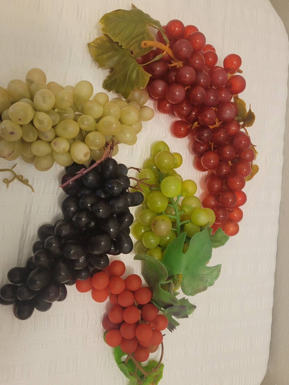 Assorted Artificial Grape Bunches - Red, Green, Black, Cream